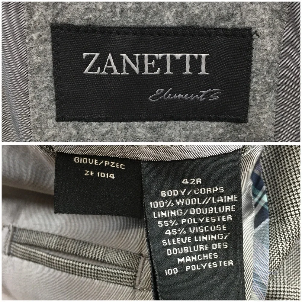 ZANETTI Mens Wool Blazer Sport Coat Casual Jacket Size 42R Classic Suit